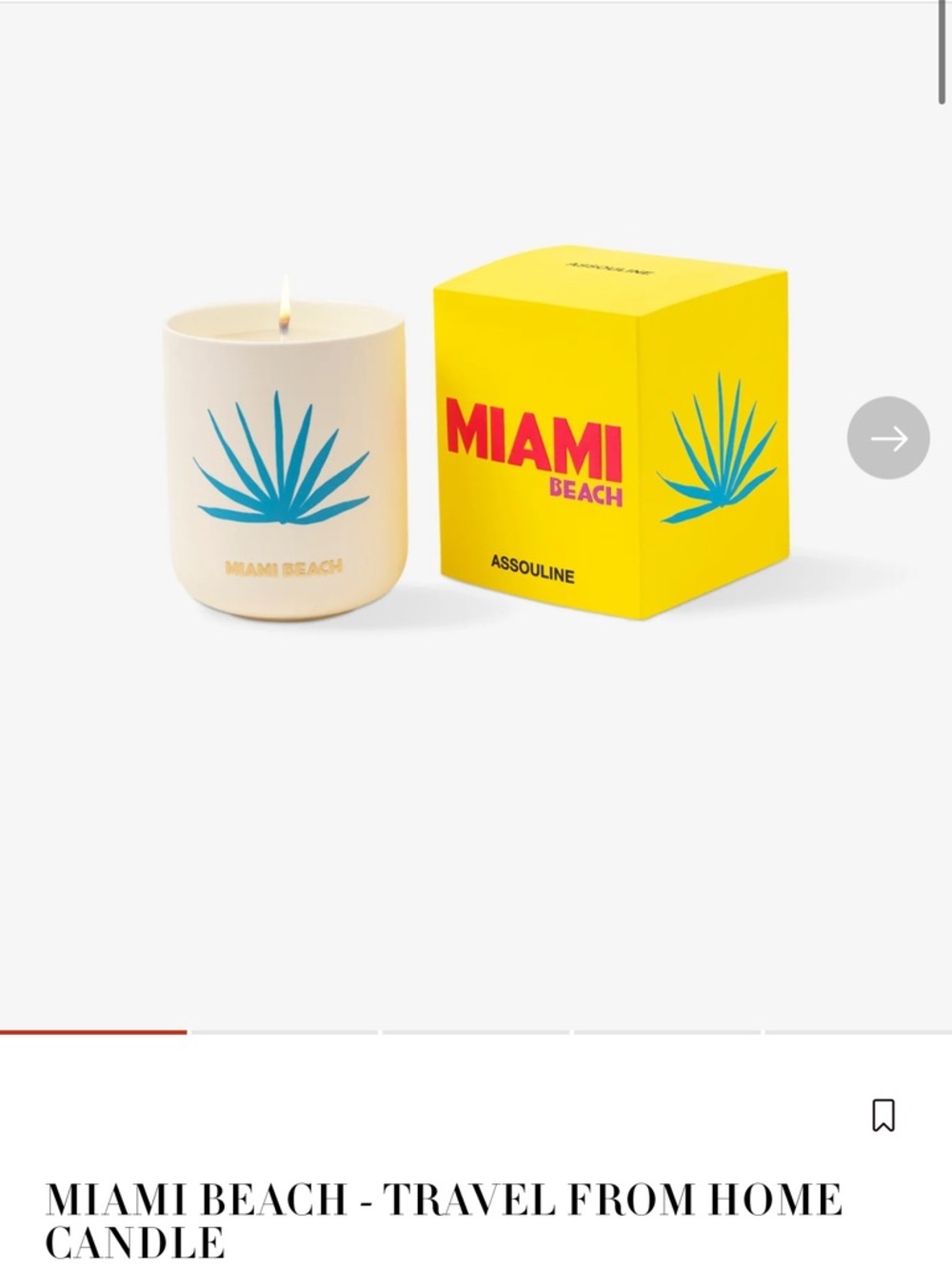 Assouline Miami Beach Candle - Yellow Box with Blue Motif